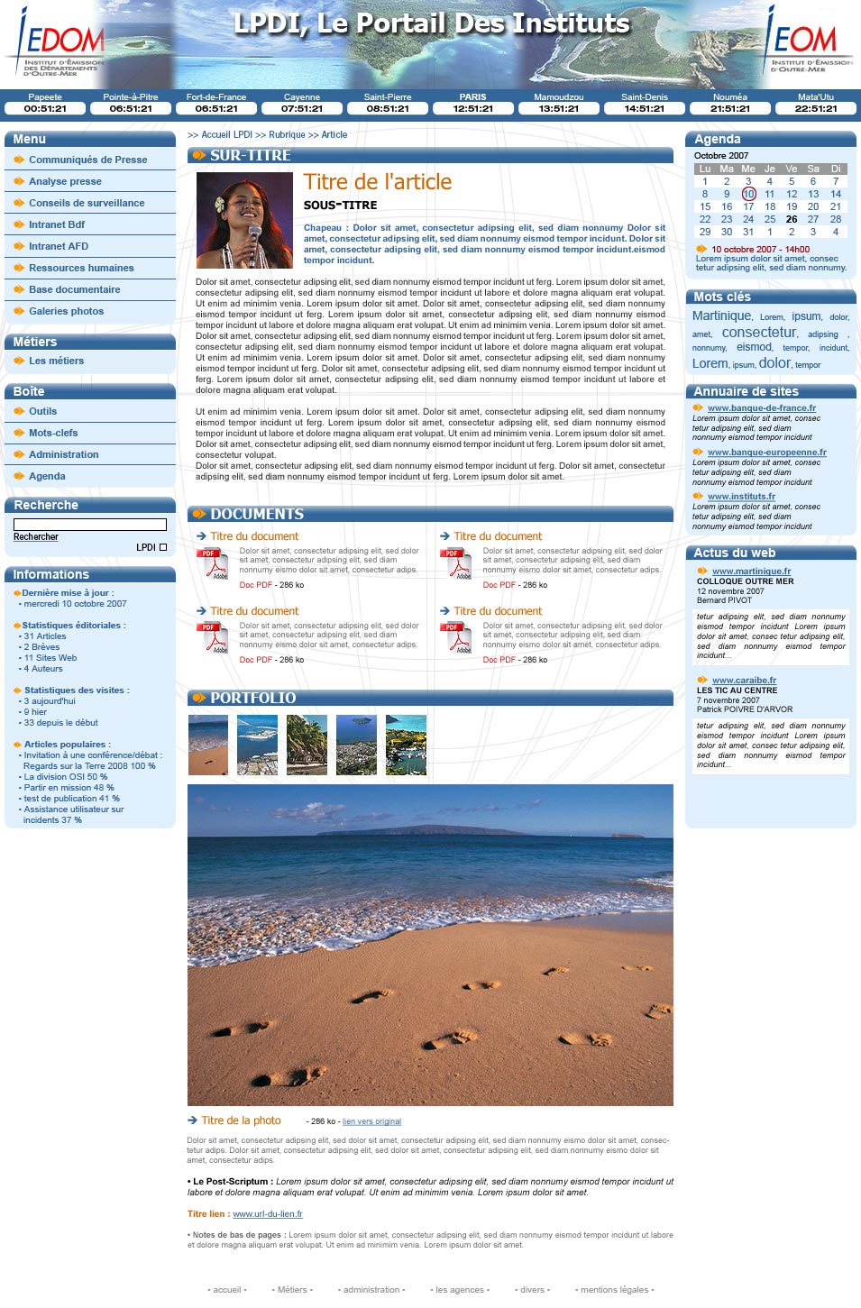 Ergonomie du site intranet iedom ieom